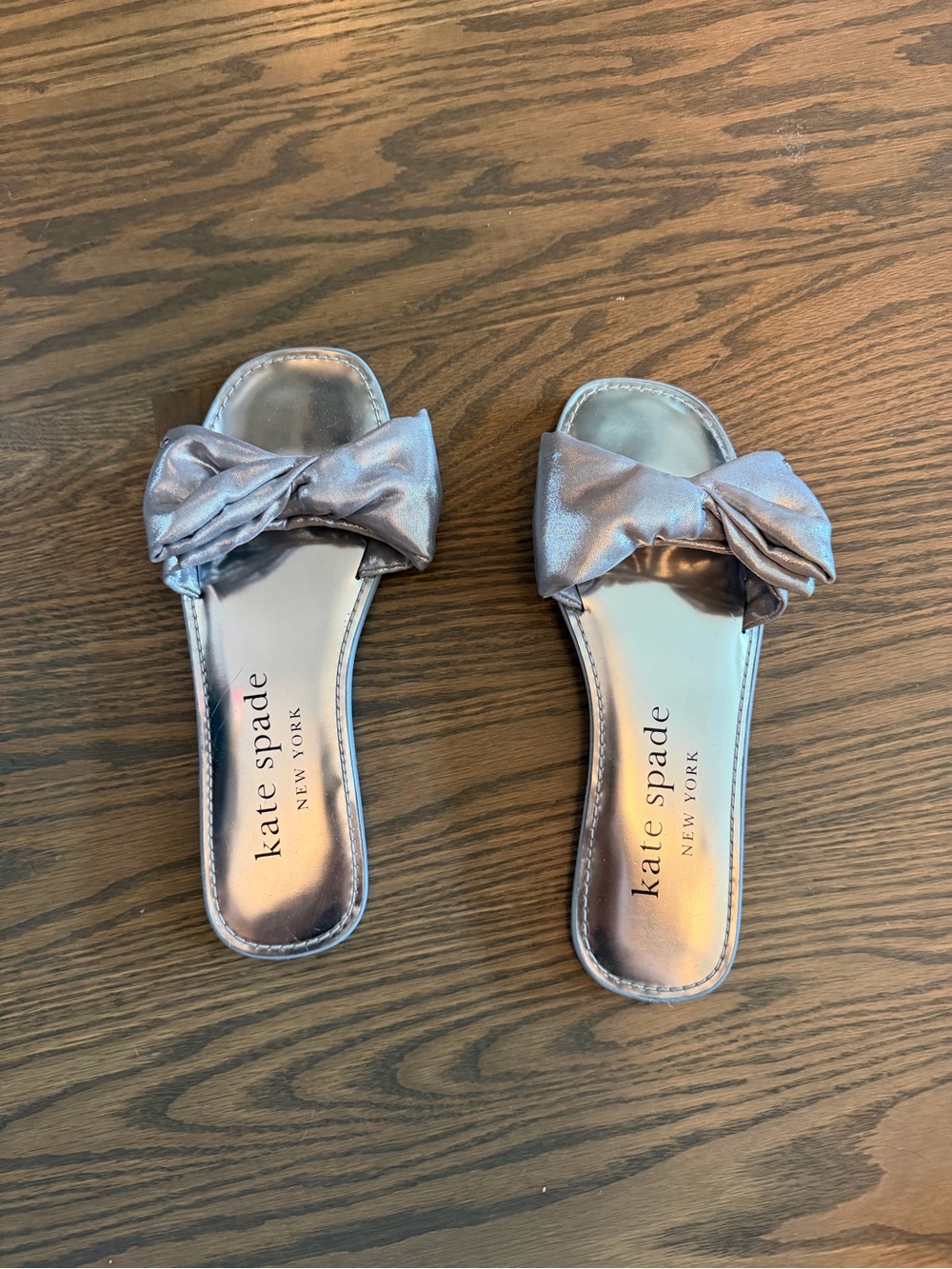 kate spade Silver Bow Slide Sandals for Women